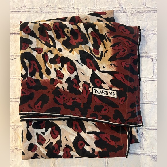 AS ESARP ANIMAL PRINT ISTANBUL SQUARE ROLLED HEM SCARF O/S - Picture 1 of 5